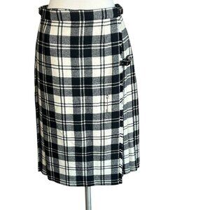 James Dalgliesh Vintage Lambswool Black Creme Tartan Plaid Kilt UK Made